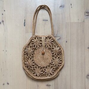 One-of-a-Kind Vintage Floral Straw Tote Bag